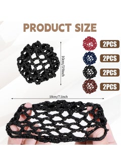Harse 8 Pcs Ballet Hair Bun Covers and Nets Ballet Dance Bun Covers Elastic Women Hair Nets Stretchy Elastic Hair Nets for Buns Invisible Knit Hairnets Handmade Crochet Bun Cover for Dance Women Girls  - Image 2