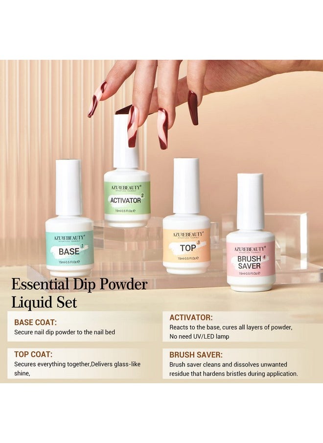 AZUREBEAUTY Dip Powder Liquid Set 15Ml0.5Oz 8 Pcs Dipping Powder Base Activator And Top Coat Brush Saver Nail File Necessary Tools For Dip Powder Nail Kit No Nail Lamp Needed  - Image 4