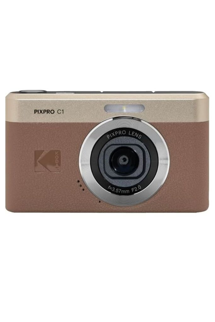 Kodak Pixpro C1 Compact Digital Camera 13MP BSI CMOS, 4X Zoom, 7.1cm LCD, LED Flash, Rechargeable Battery – Brown - Image 1