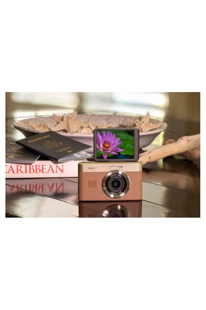 Kodak Pixpro C1 Compact Digital Camera 13MP BSI CMOS, 4X Zoom, 7.1cm LCD, LED Flash, Rechargeable Battery – Brown - Image 5