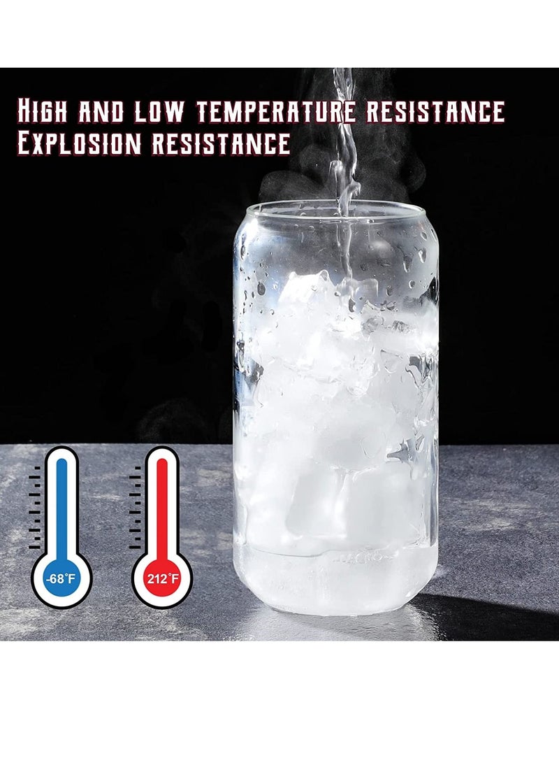 Excefore Glass Cans with Bamboo Cover 500ml Can Shaped Glass Glass Cups Transparent Water Cup Juice Drink Cup Drinking Cups with Straw for Water and Mixed Drink for Any Drink and Any Occasion  - Image 5