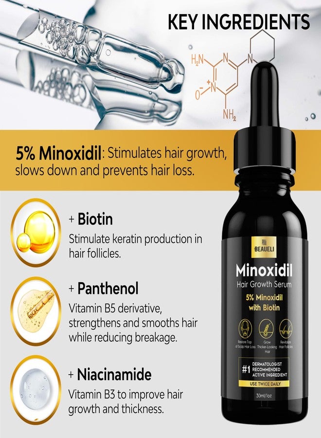 beaueli 5% Minoxidil for Men & Women Hair Growth, Beard Growth, Hair Loss Treatment, Unisex Adult, Unscented Foam, 1oz - Image 4