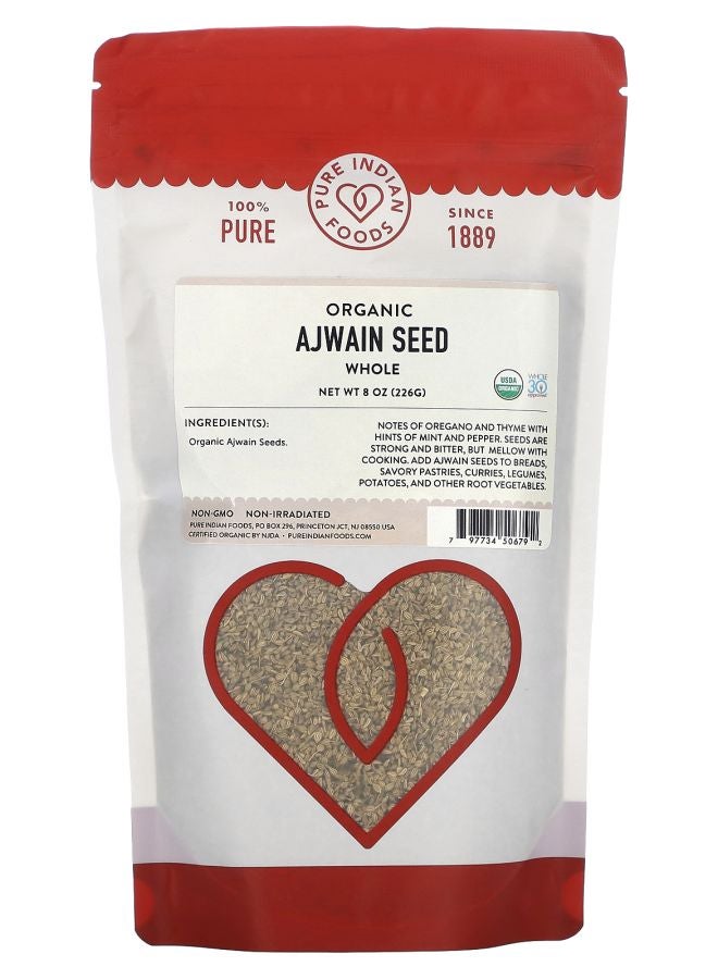 Pure Indian Foods Organic Whole Ajwain Seed 8 oz (226 g)