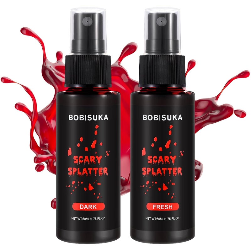 BOBISUKA 2PCS Dark+Fresh Fake Blood Spray Set- Realistic Effects Fake Blood Stage Blood for Halloween Costume Clothes Zombie Vampire and Monster SFX Makeup & Dress Up