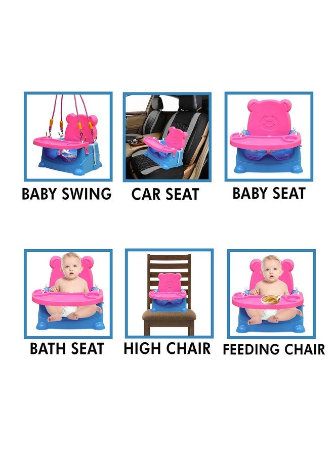 Goyal's 6-in-1 Baby Booster Seat Cum Swing with Feeding Tray - Blue Pink - Image 2