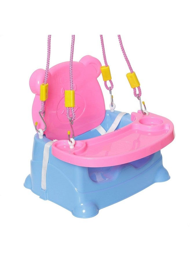 Goyal's 6-in-1 Baby Booster Seat Cum Swing with Feeding Tray - Blue Pink - Image 1