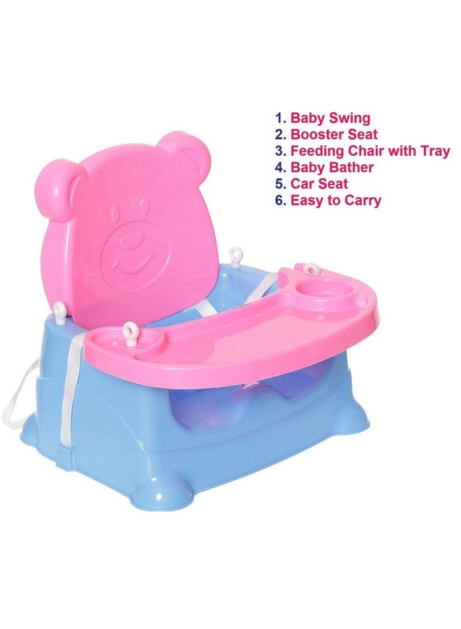 Goyal's 6-in-1 Baby Booster Seat Cum Swing with Feeding Tray - Blue Pink - Image 3