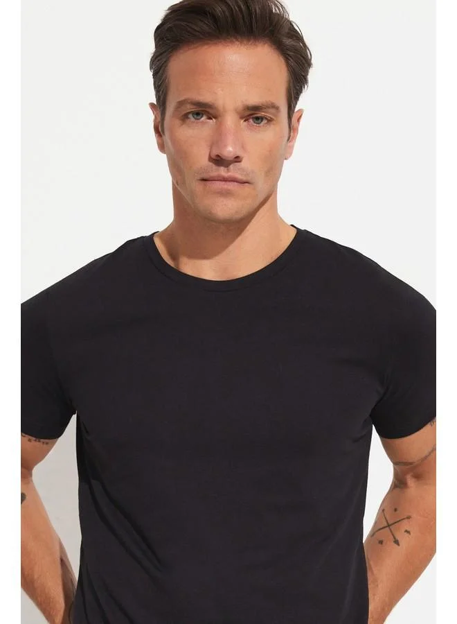 جون June Men Regular Fit 100% Cotton Basic Crew Neck Tshirt Black