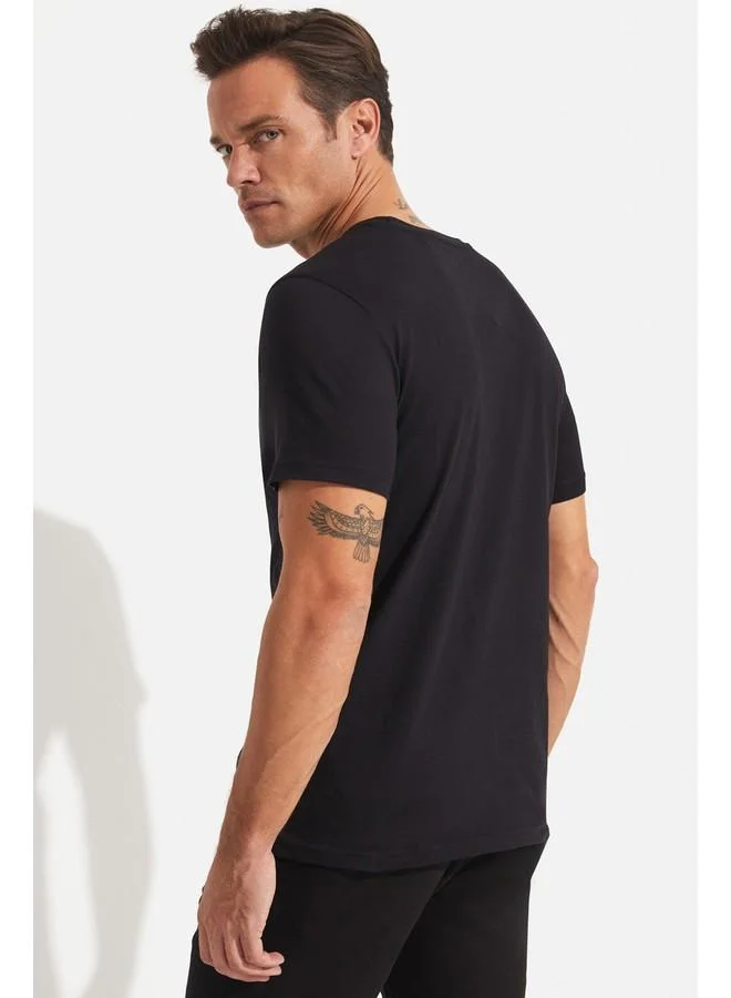 جون June Men Regular Fit 100% Cotton Basic Crew Neck Tshirt Black