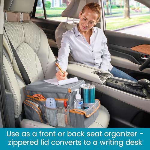High Road CarHop Car Organizer for Kids and Passenger Seat Organizer for Adults - Road Trip Cooler with Car Cup Holder Tray and 6 Organization and Storage Pockets - Image 3