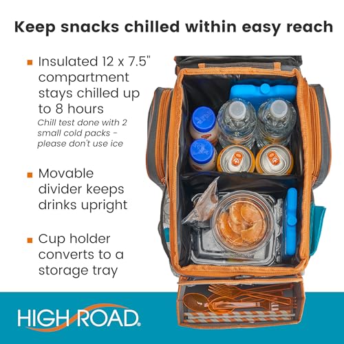 High Road CarHop Car Organizer for Kids and Passenger Seat Organizer for Adults - Road Trip Cooler with Car Cup Holder Tray and 6 Organization and Storage Pockets - Image 4