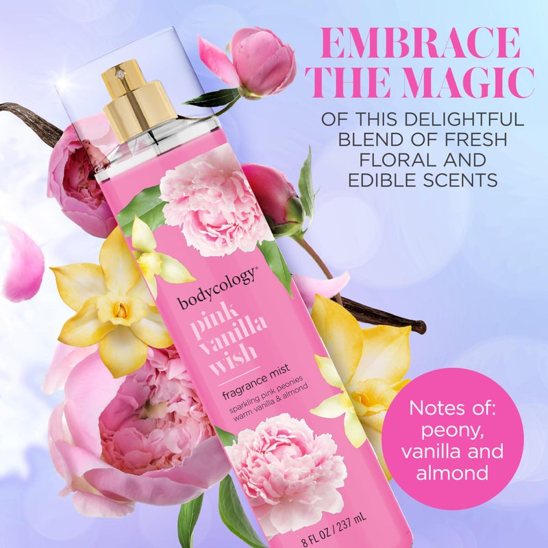 Bodycology باديكولوجي رذاذ الجسم المعطر طويل الأمد، رغبة الفانيليا الوردية، 8 أونصة سائلة - Image 2