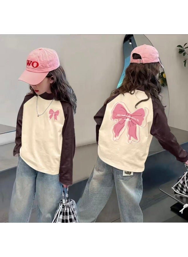 Girls' Thermal Base Layer Top Autumn And Winter New Style For Older Children, Half Turtleneck, Warm Inner Layer, Color-blocking Long Sleeves - Image 1