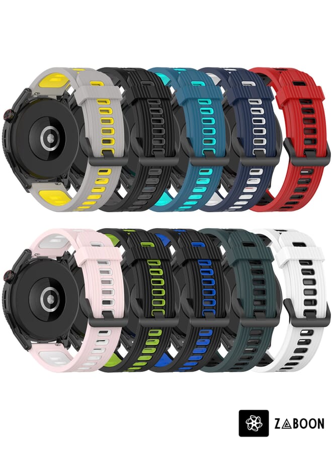 Zaboon Watch Band For Garmin Watch Band Forerunner 265 22mm Vertical Two-Color Silicone (Black+Grey) - Image 4