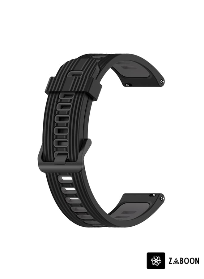 Zaboon Watch Band For Garmin Watch Band Forerunner 265 22mm Vertical Two-Color Silicone (Black+Grey) - Image 2