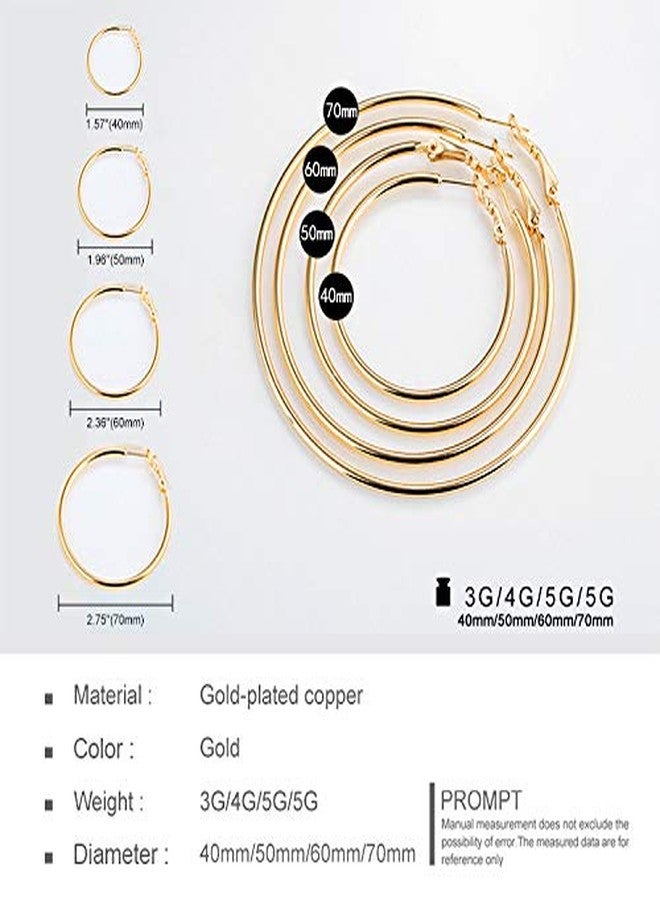 TEMICO Fashion Gold Hoop Earrings for Women Gold Plated Round Hoops Earrings Hypoallergenic 40mm-70mm Diameter - Image 4