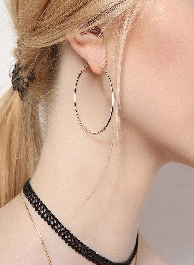 TEMICO Fashion Gold Hoop Earrings for Women Gold Plated Round Hoops Earrings Hypoallergenic 40mm-70mm Diameter - Image 3