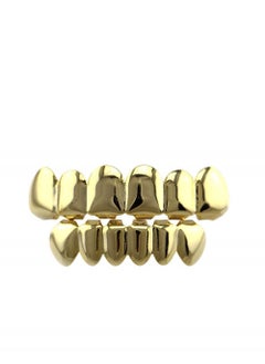 SYOSI Hip Hop Style Teeth Grillz, Gold Plated High Polish Teeth, Removable Mouth Grills For Women Men  - Image 1