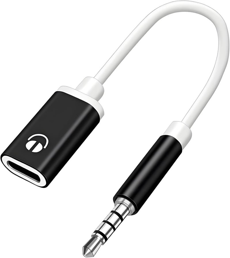محول مقبس سماعة الرأس، كابل صوتي ذكر 3.5 مم إلى أنثى TypeC، كابل محول صوتي من USB C إلى Aux، متوافق مع مشغلات MP3، مشغلات الأقراص المضغوطة، أجهزة الكمبيوتر المحمولة، الأجهزة اللوحية، الهواتف الذكية (أسود) - Image 1