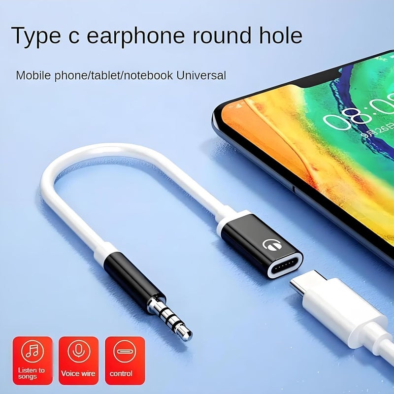 محول مقبس سماعة الرأس، كابل صوتي ذكر 3.5 مم إلى أنثى TypeC، كابل محول صوتي من USB C إلى Aux، متوافق مع مشغلات MP3، مشغلات الأقراص المضغوطة، أجهزة الكمبيوتر المحمولة، الأجهزة اللوحية، الهواتف الذكية (أسود) - Image 4