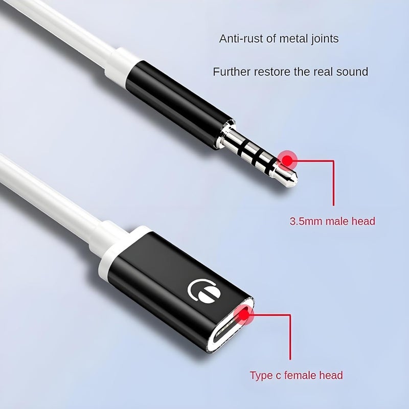 محول مقبس سماعة الرأس، كابل صوتي ذكر 3.5 مم إلى أنثى TypeC، كابل محول صوتي من USB C إلى Aux، متوافق مع مشغلات MP3، مشغلات الأقراص المضغوطة، أجهزة الكمبيوتر المحمولة، الأجهزة اللوحية، الهواتف الذكية (أسود) - Image 2