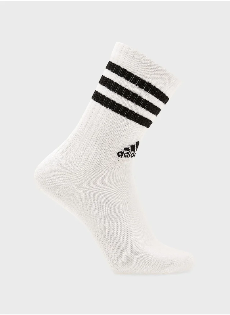 Adidas 3 Pack 3 Stripes Cushioned Sportswear Crew Socks