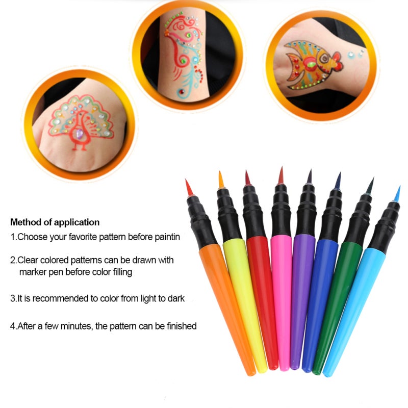 Body Painting Brush Pen: 1 White Non Toxic Washable Easy To Operate Body Art Pen - High Quality Safe Brush Pen For Kids Birthday Party Parent Child Activity - Image 5