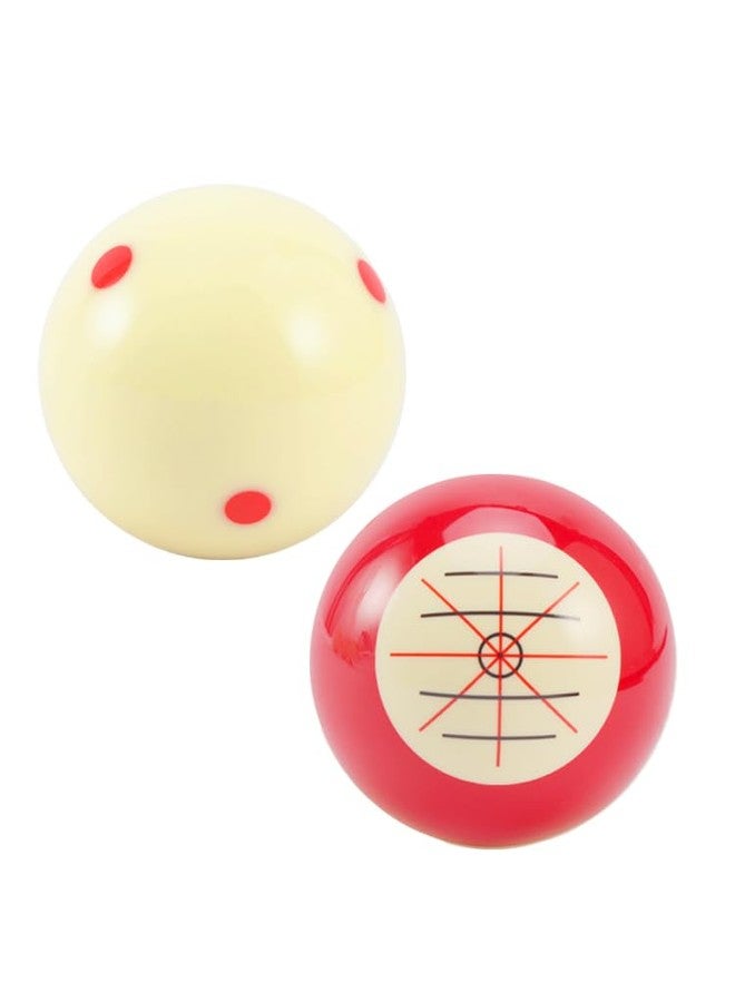 QWLWBU 2Pcs Professional Billiard Training Cue, Pool Cue Ball, 2.25in (Red+White) - Image 1