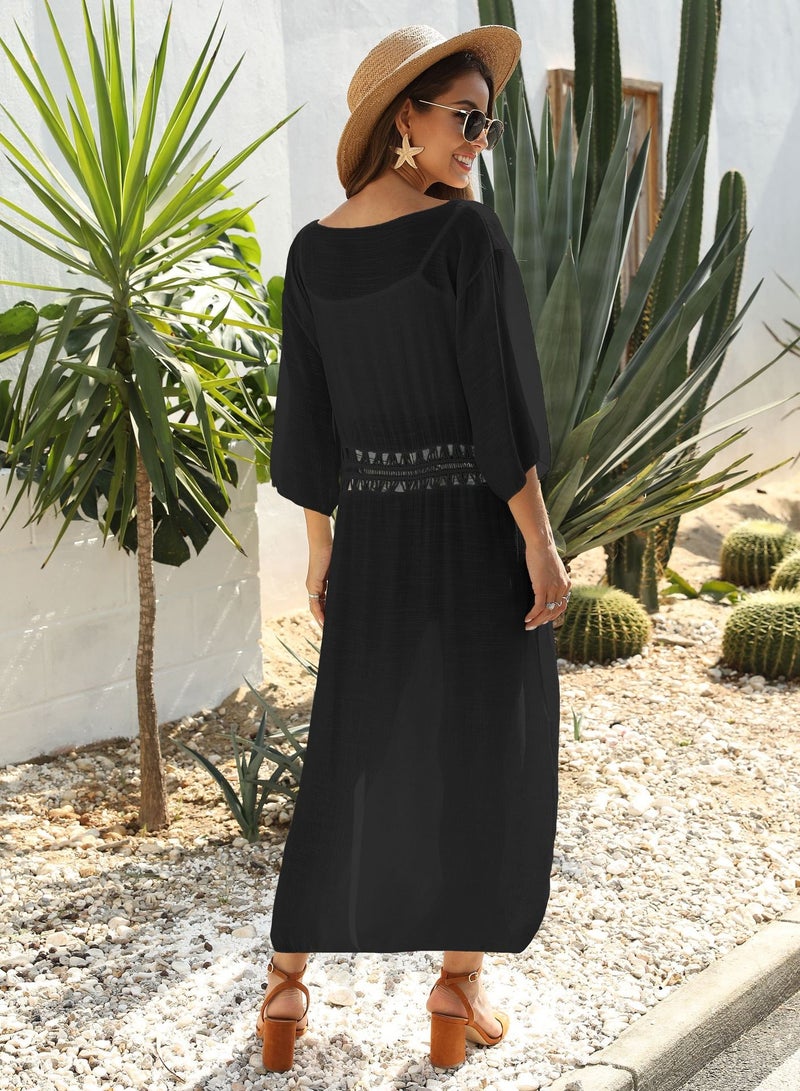 Loquat Long half Sleeve Cardigan Black  - Image 3