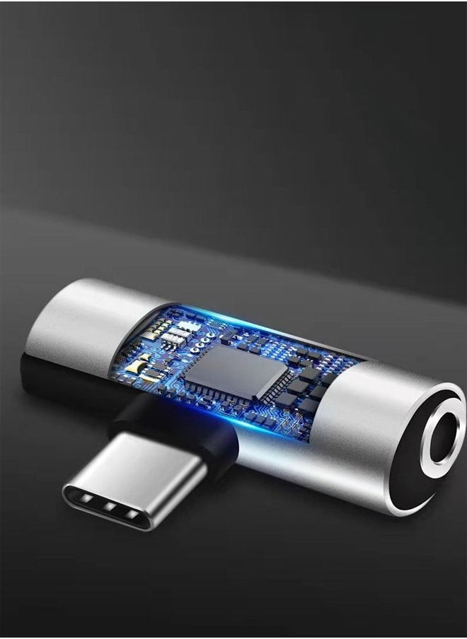 Ant - 2 in 1 USB C to 3.5mm Headphone and Charger Adapter, Type-C to Hi-Res 3.5mm Audio with PD Fast Charge (Silver) - Image 1