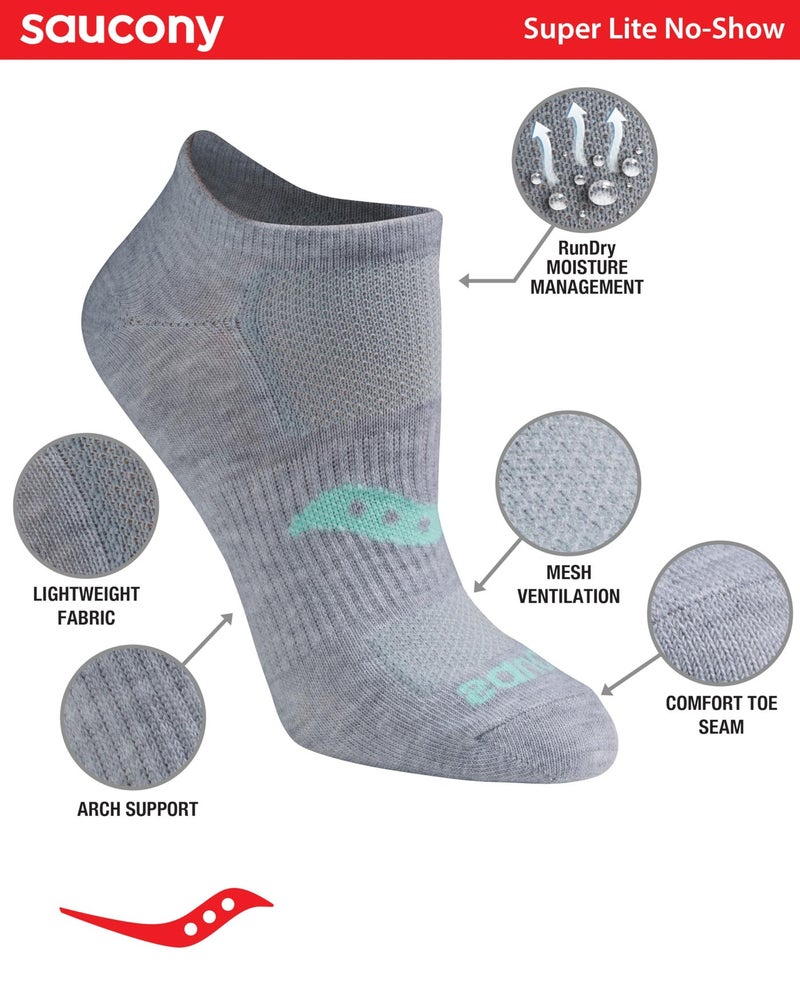 Saucony Women's RunDry Performance 8 Pairs Super Lite No-Show Athletic Socks, M, Grey Assorted (8 Pairs), Medium - Image 3