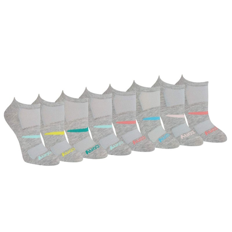 Saucony Women's RunDry Performance 8 Pairs Super Lite No-Show Athletic Socks, M, Grey Assorted (8 Pairs), Medium - Image 1
