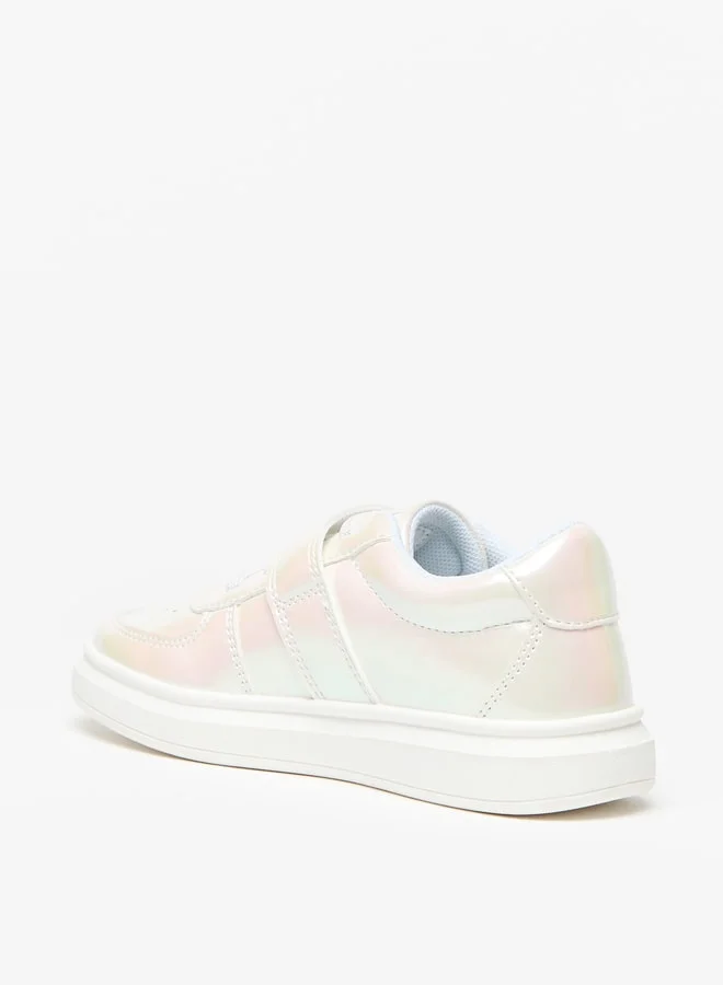 جونيورز Colourblock Sneakers with Hook and Loop Closure