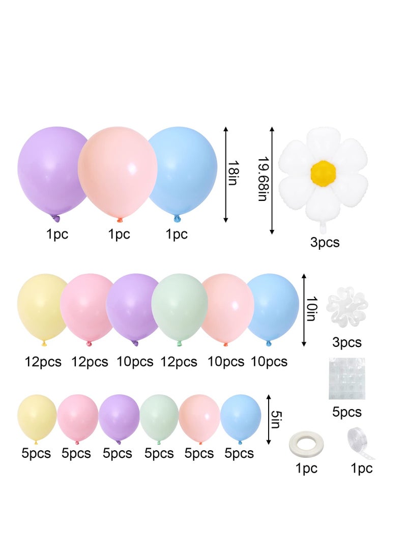 Excefore Daisy Balloon Garland Arch Kit, 104 Pcs Retro Hippie Boho Macaron Pastel Balloons Garland Daisy Flower Balloons for Girls Baby Shower, Birthday, Wedding Decorations Daisy Party Decorations - Image 2