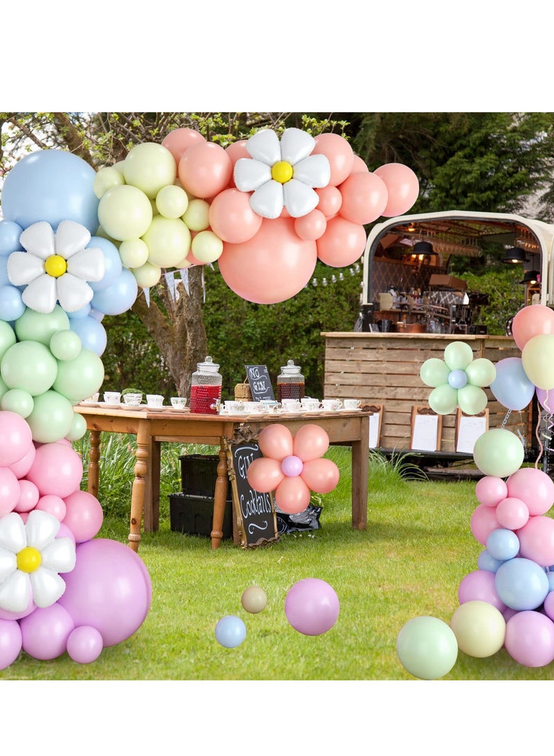 Excefore Daisy Balloon Garland Arch Kit, 104 Pcs Retro Hippie Boho Macaron Pastel Balloons Garland Daisy Flower Balloons for Girls Baby Shower, Birthday, Wedding Decorations Daisy Party Decorations - Image 5