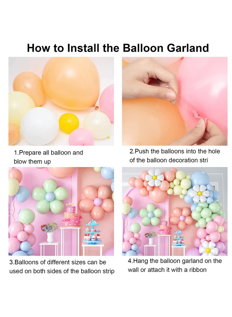 Excefore Daisy Balloon Garland Arch Kit, 104 Pcs Retro Hippie Boho Macaron Pastel Balloons Garland Daisy Flower Balloons for Girls Baby Shower, Birthday, Wedding Decorations Daisy Party Decorations - Image 3