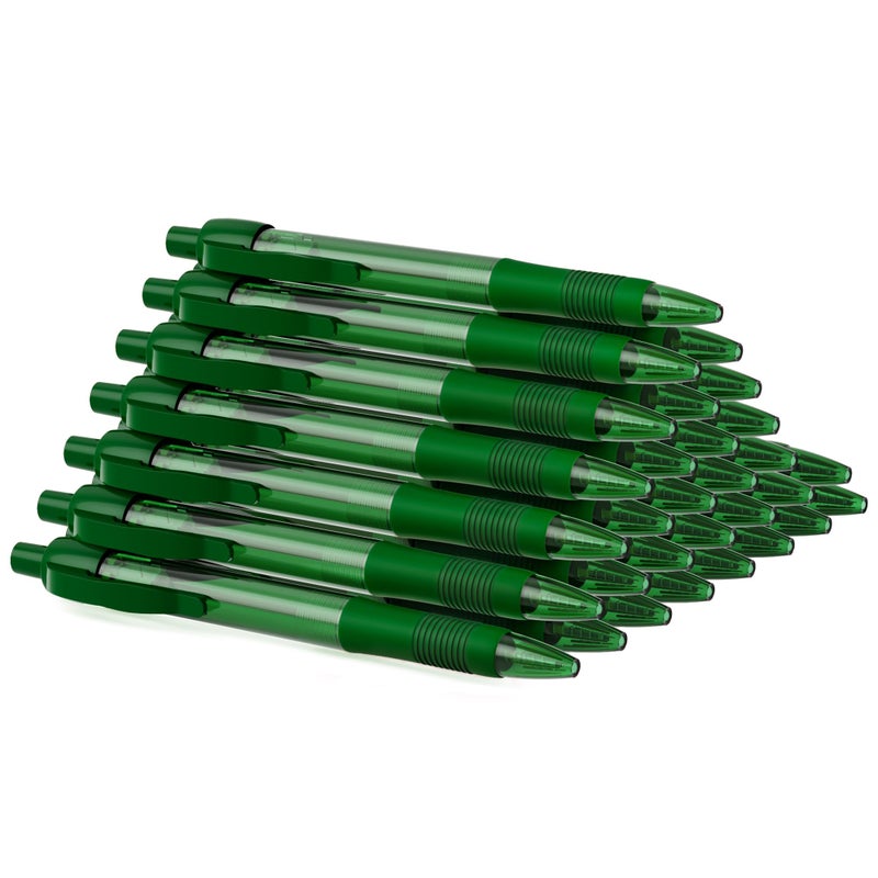 deegtran Pens Bulk, 30 Pack No Bleed Green Ink Click Pens with Soft Grip, Wholesale Retractable Ballpoint Pens for Office School, Medium Point Smooth 1.0MM - Image 1