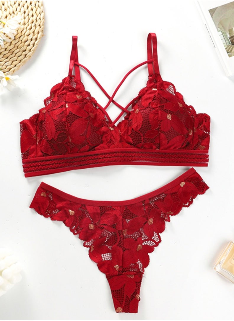 Generic Red Bikini Set with Lace Details, 2-Piece  - Image 1