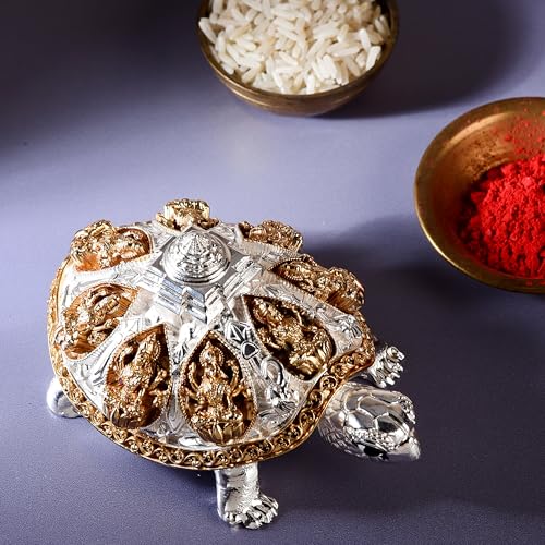 DHRUVS COLLECTION 24k Gold & 999 Silver Plated Tortoise, Turtle for Vastu, Wealth, Home Decor, Temple, Pooja Room, Good Luck Gift (Small - 7.5 x 3.75 x 4.5 cm) - Image 2