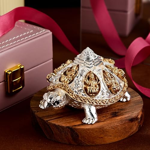 DHRUVS COLLECTION 24k Gold & 999 Silver Plated Tortoise, Turtle for Vastu, Wealth, Home Decor, Temple, Pooja Room, Good Luck Gift (Small - 7.5 x 3.75 x 4.5 cm) - Image 3
