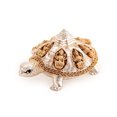 DHRUVS COLLECTION 24k Gold & 999 Silver Plated Tortoise, Turtle for Vastu, Wealth, Home Decor, Temple, Pooja Room, Good Luck Gift (Small - 7.5 x 3.75 x 4.5 cm) - Image 1