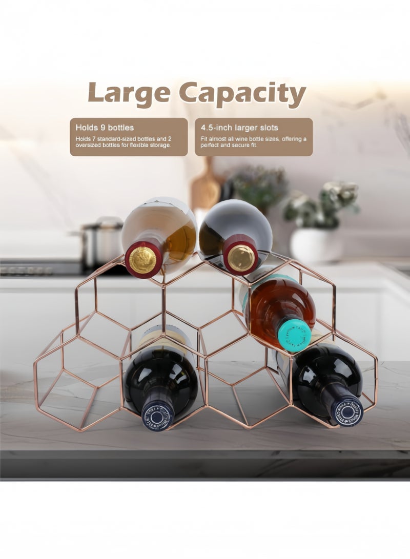 HALAMODO Gold Wine Rack with 6 Bottle Holder for Wine Storage Freestanding Wine Rack for Cellar Metal Tabletop Wine Holder for Kitchen & Pantry & Cabinets - Image 2