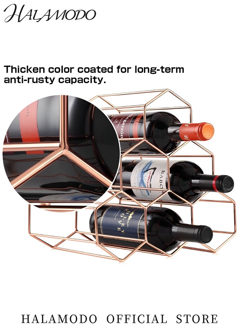 HALAMODO - Gold Wine Rack with 6 Bottle Holder for Wine Storage Freestanding Wine Rack for Cellar Metal Tabletop Wine Holder for Kitchen & Pantry & Cabinets - Image 1