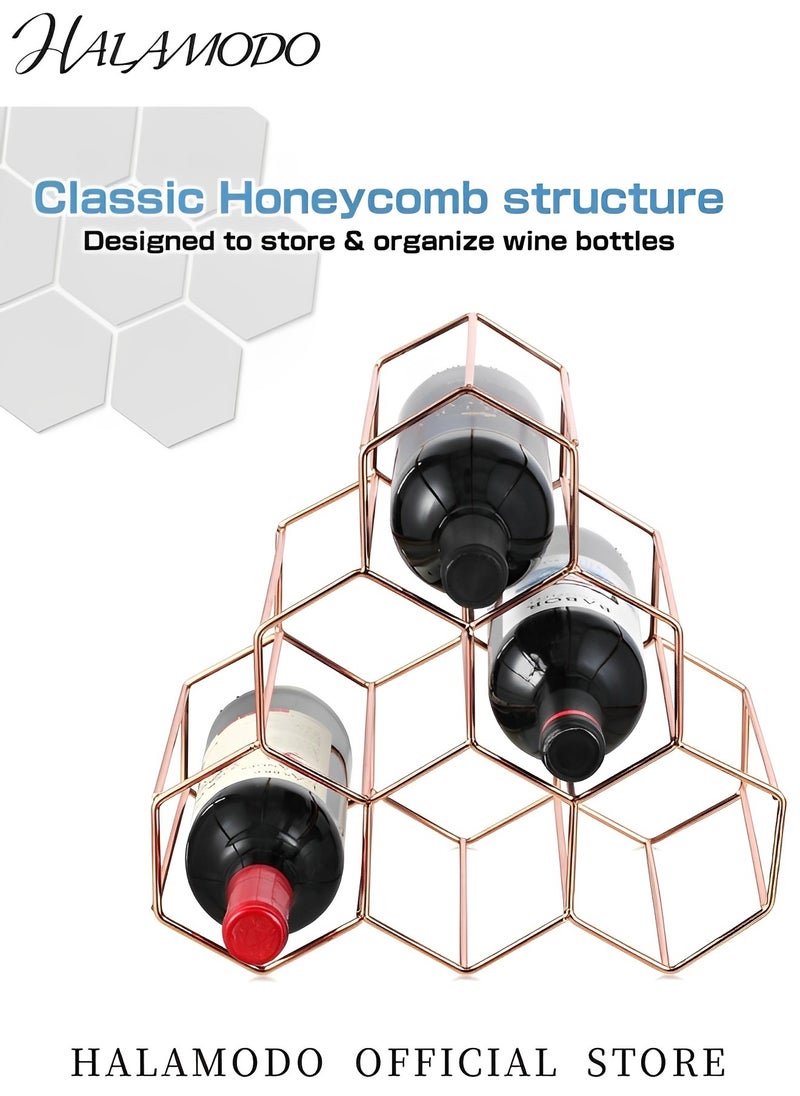 HALAMODO - Gold Wine Rack with 6 Bottle Holder for Wine Storage Freestanding Wine Rack for Cellar Metal Tabletop Wine Holder for Kitchen & Pantry & Cabinets - Image 1
