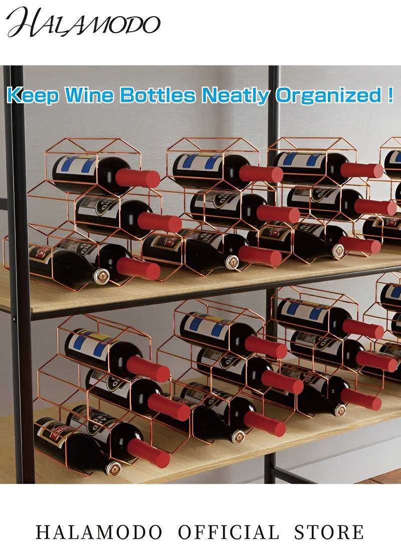 HALAMODO - Gold Wine Rack with 6 Bottle Holder for Wine Storage Freestanding Wine Rack for Cellar Metal Tabletop Wine Holder for Kitchen & Pantry & Cabinets - Image 1