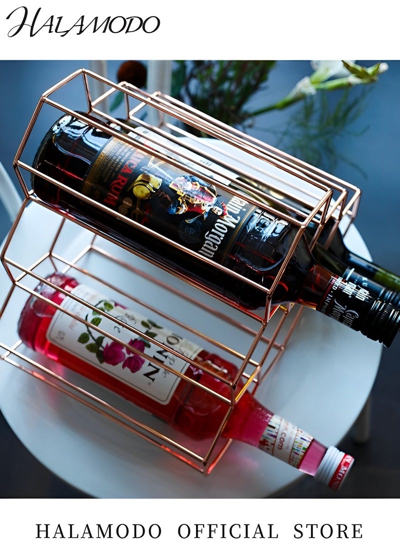 HALAMODO - Gold Wine Rack with 6 Bottle Holder for Wine Storage Freestanding Wine Rack for Cellar Metal Tabletop Wine Holder for Kitchen & Pantry & Cabinets - Image 1
