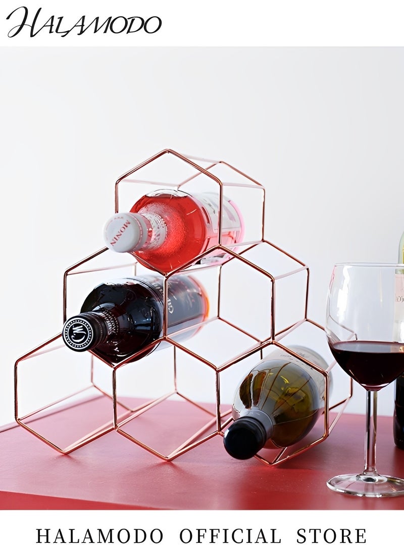 HALAMODO - Gold Wine Rack with 6 Bottle Holder for Wine Storage Freestanding Wine Rack for Cellar Metal Tabletop Wine Holder for Kitchen & Pantry & Cabinets - Image 1