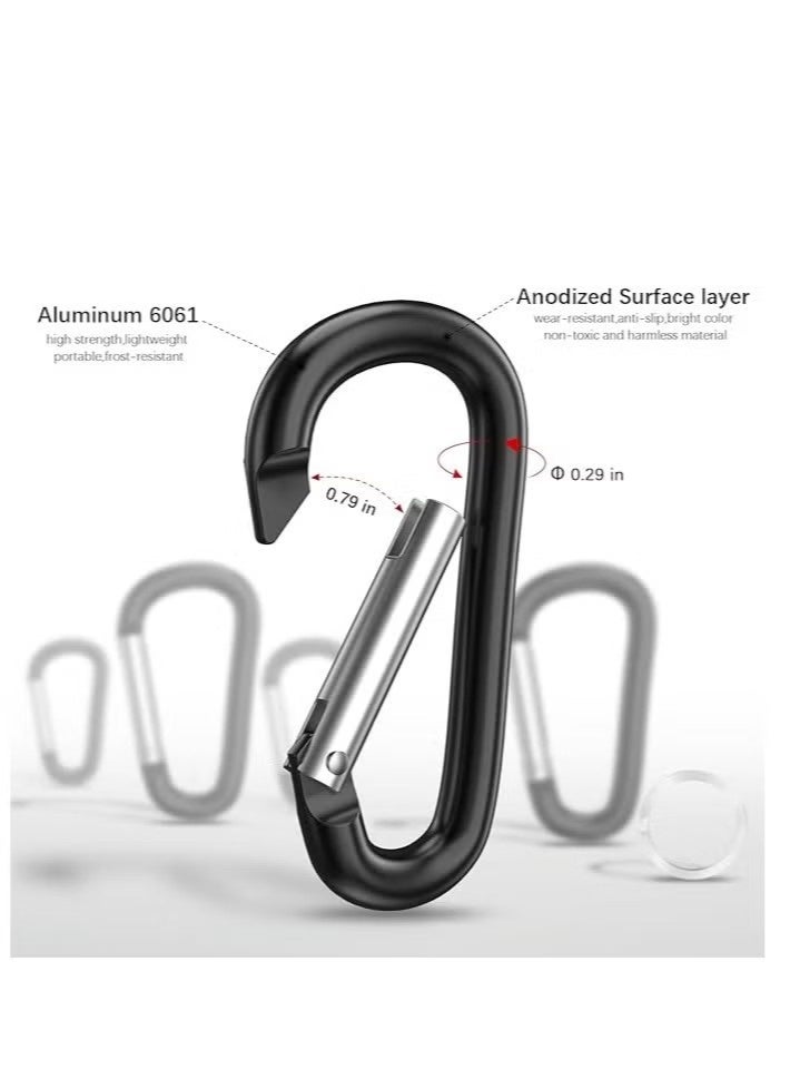 حلقة D من الألومنيوم مقاس 1.8 بوصات، مشابك Carabiner، خطاف زنبركي سريع لمشبك سلسلة المفاتيح، مجموعة من 10 قطع - Image 2