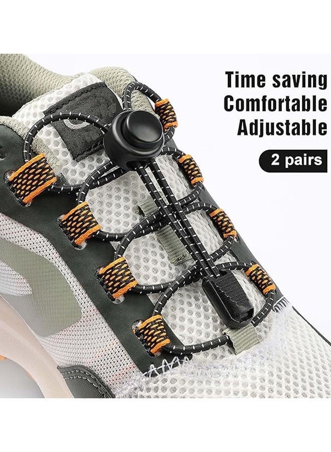 2 Pairs No Tie Elastic Trainer Laces, Easy Lock Shoelaces For Sport Running Walking Boots, String Shoe Lace For Adults Kids Women Mens - Image 5