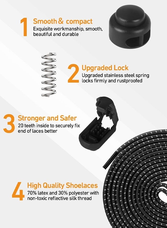 2 Pairs No Tie Elastic Trainer Laces, Easy Lock Shoelaces For Sport Running Walking Boots, String Shoe Lace For Adults Kids Women Mens - Image 3